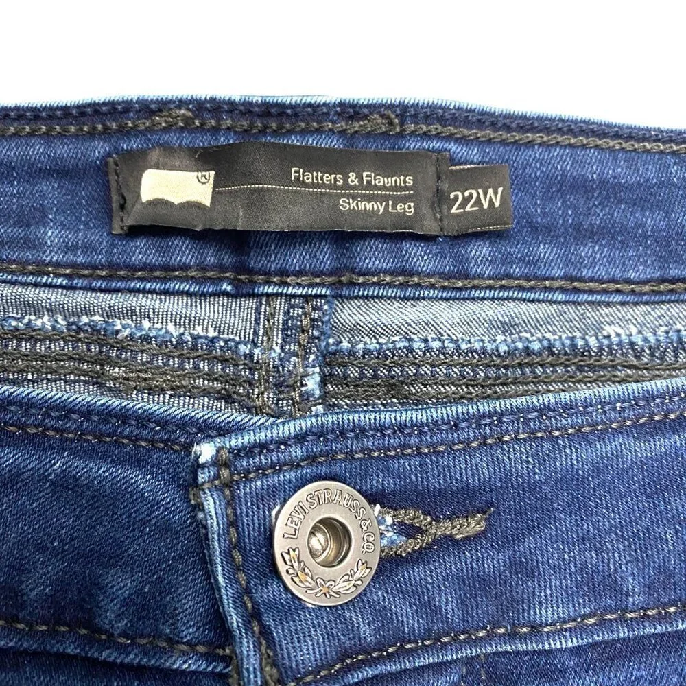 Levi's Flatters And Flaunts Skinny‎ Leg Women's size 22W Dark Blue Denim jeans - Picture 2 of 4